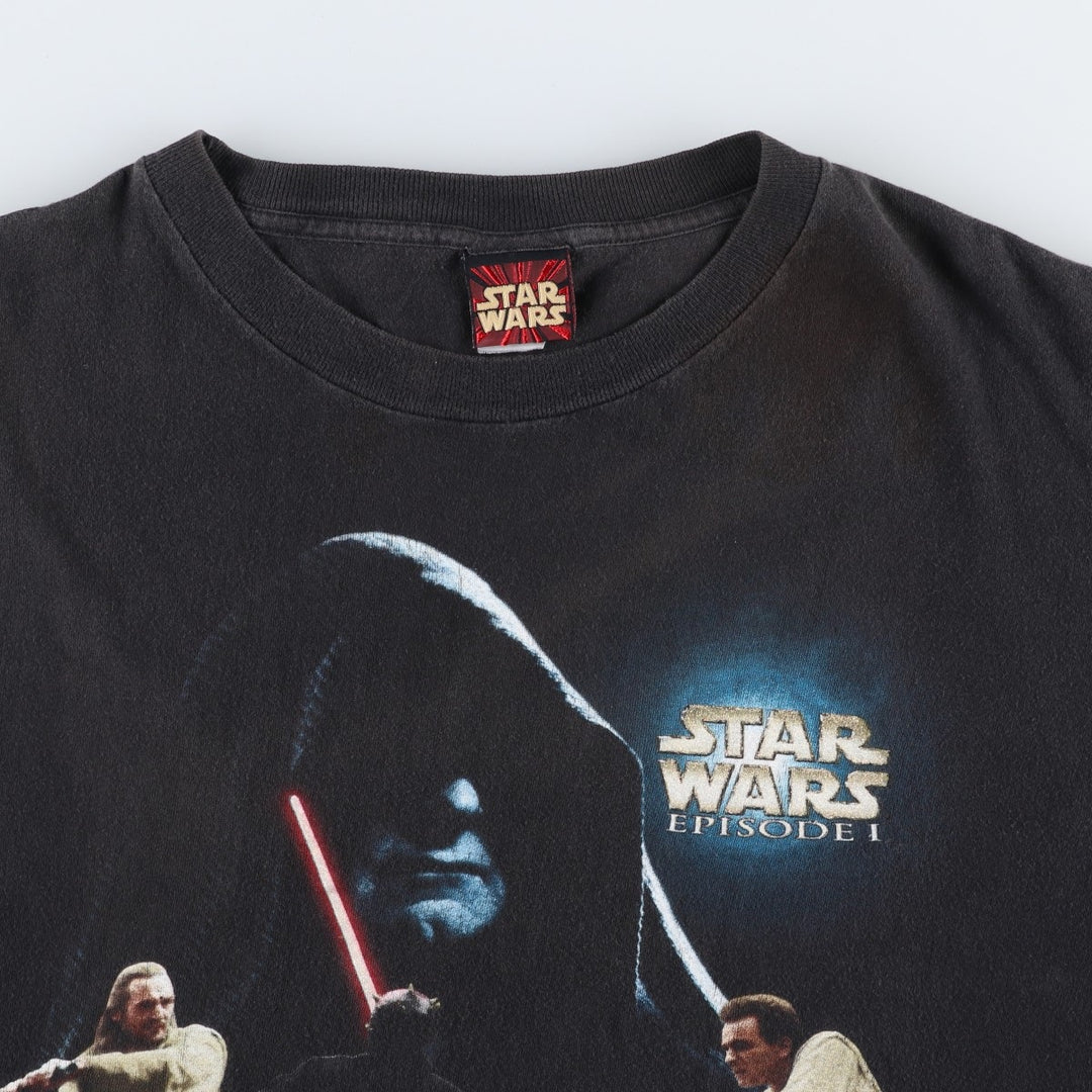 STAR WARS EPISODE 1 Movie T-Shirt (Men's Size L) unclear black type Vintage Second Hand