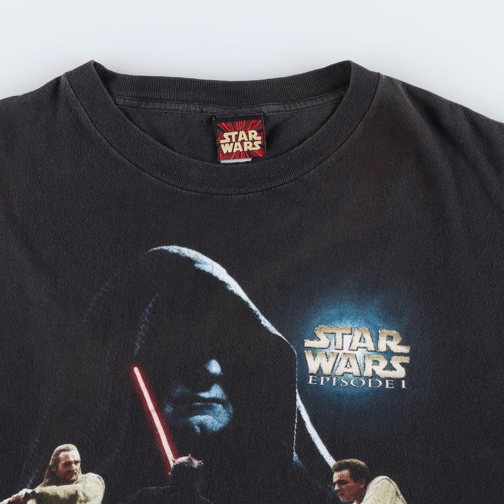 STAR WARS EPISODE 1 Movie T-Shirt (Men's Size L) unclear black type Vintage Second Hand