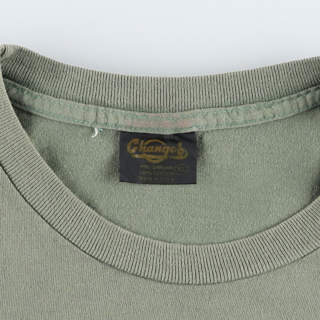 90'S Changes Budweiser Frog Pattern Advertising T-Shirt, Made in USA, Men's XL equivalent. cotton Khaki type Vintage Second Hand