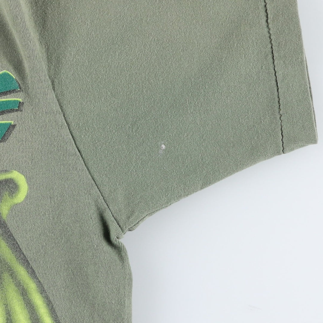 90'S Changes Budweiser Frog Pattern Advertising T-Shirt, Made in USA, Men's XL equivalent. cotton Khaki type Vintage Second Hand