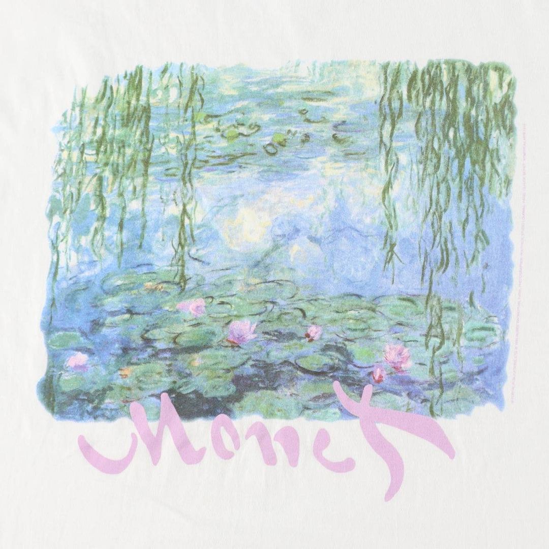 90'S Hanes Claude Monet Water Lilies Art T-Shirt, Made in USA, Men's XL equivalent, Vintage cotton white type Vintage Second Hand