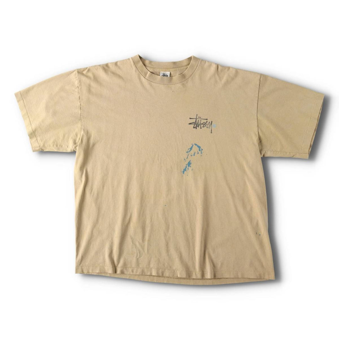 90'S Stussy Old Stussy White Tag Surf Skate T-Shirt Made in USA Men's XXL Equivalent Vintage cotton Beige type Vintage Second Hand