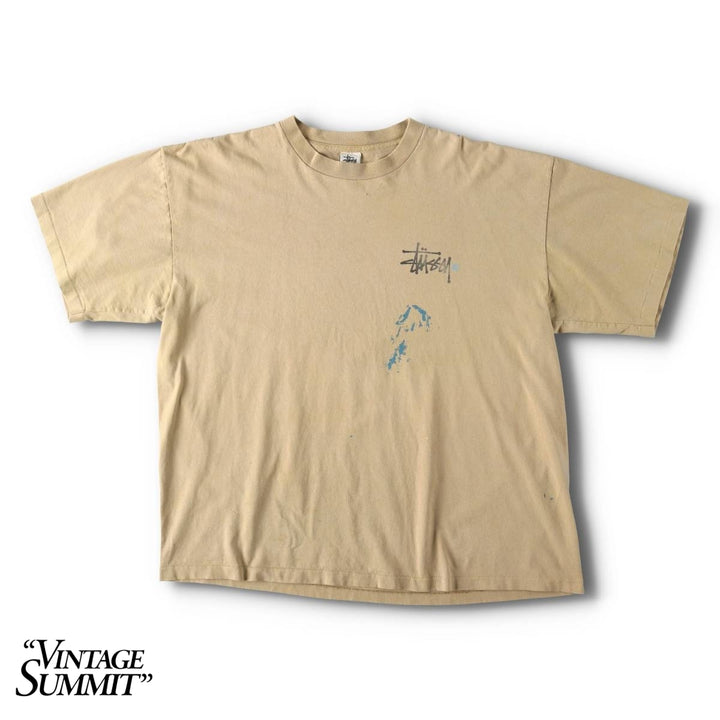 90'S Stussy Old Stussy White Tag Surf Skate T-Shirt Made in USA Men's XXL Equivalent Vintage cotton Beige type Vintage Second Hand