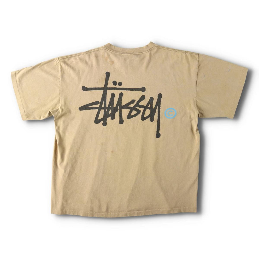 90'S Stussy Old Stussy White Tag Surf Skate T-Shirt Made in USA Men's XXL Equivalent Vintage cotton Beige type Vintage Second Hand
