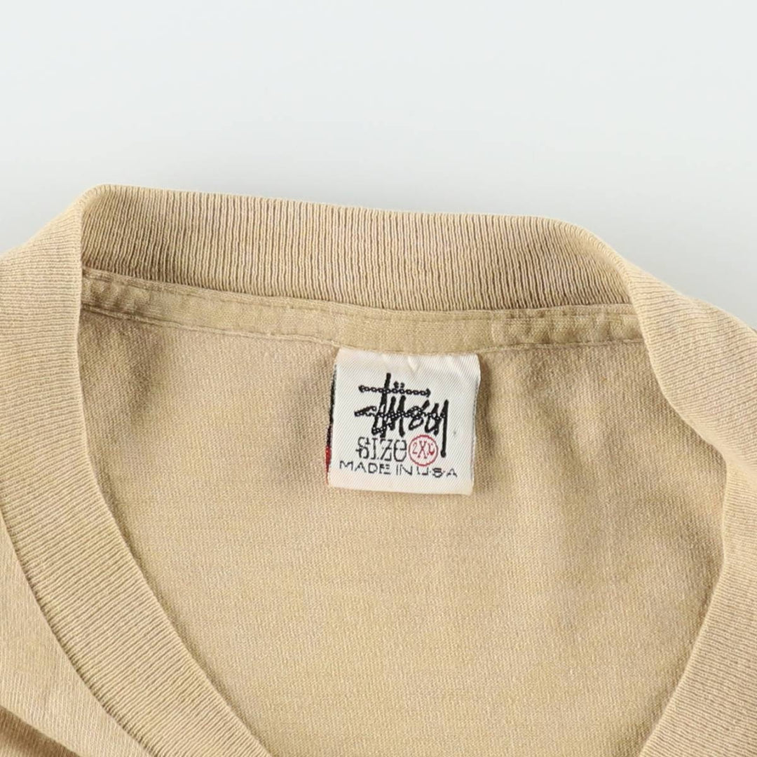90'S Stussy Old Stussy White Tag Surf Skate T-Shirt Made in USA Men's XXL Equivalent Vintage cotton Beige type Vintage Second Hand