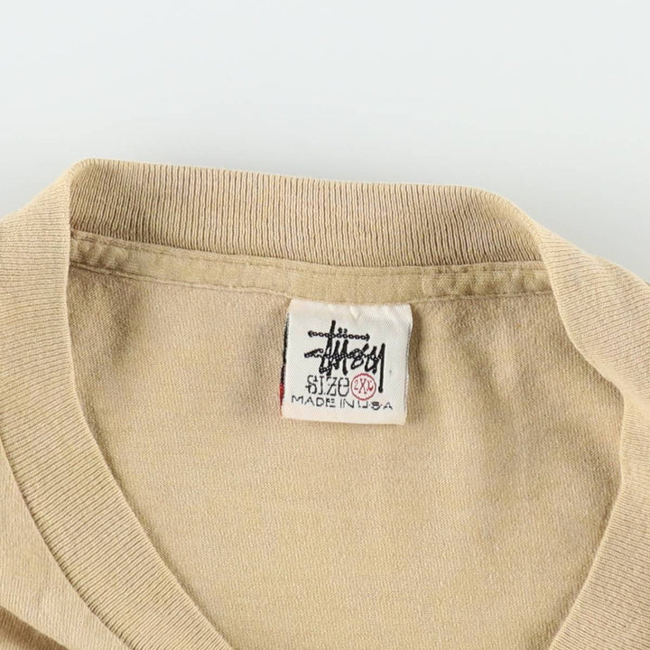 90'S Stussy Old Stussy White Tag Surf Skate T-Shirt Made in USA Men's XXL Equivalent Vintage cotton Beige type Vintage Second Hand