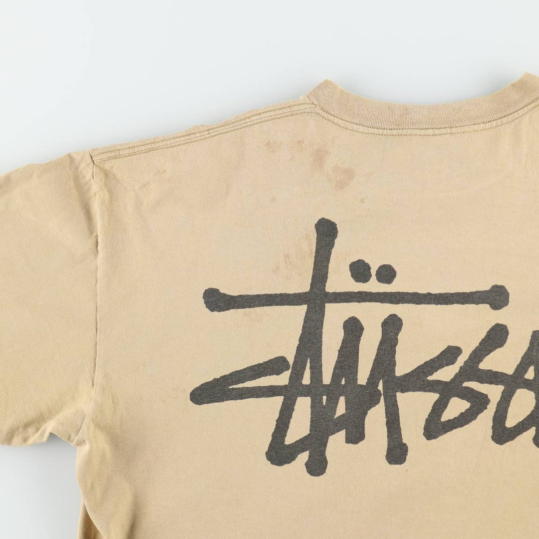 90'S Stussy Old Stussy White Tag Surf Skate T-Shirt Made in USA Men's XXL Equivalent Vintage cotton Beige type Vintage Second Hand