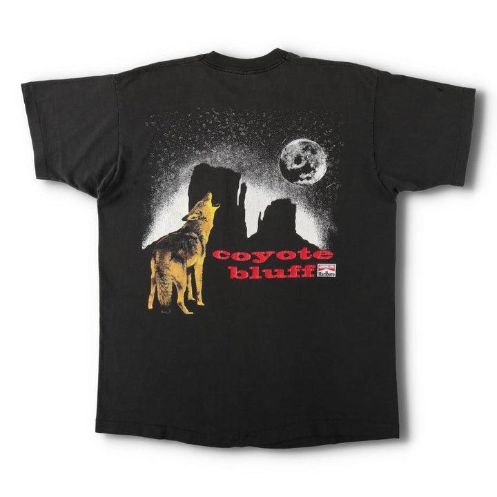 90'S Fruit of the Loom Marlboro Coyote Advertising T-Shirt, Made in USA, Men's XL equivalent, Vintage cotton black type Vintage Second Hand