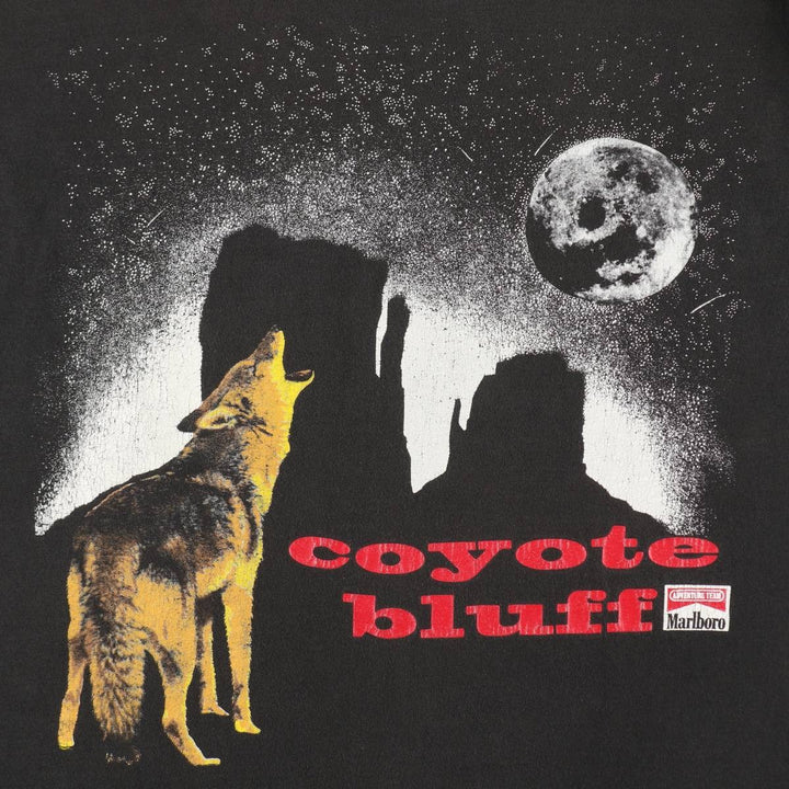 90'S Fruit of the Loom Marlboro Coyote Advertising T-Shirt, Made in USA, Men's XL equivalent, Vintage cotton black type Vintage Second Hand