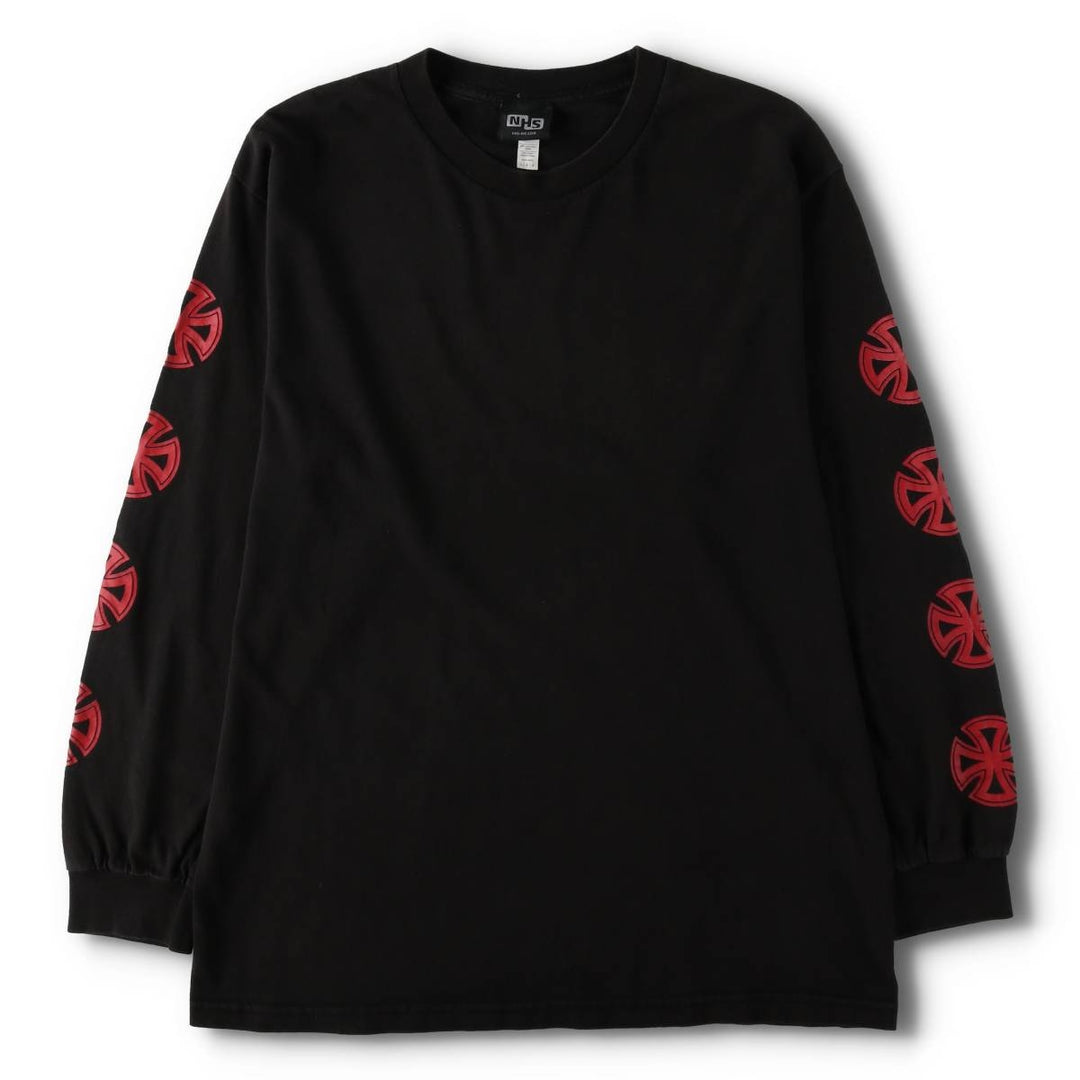 2000'S NHS Independent Surf Skate Back Print Long-Sleeve T-Shirt (Men's Size L) cotton black type Vintage Second Hand