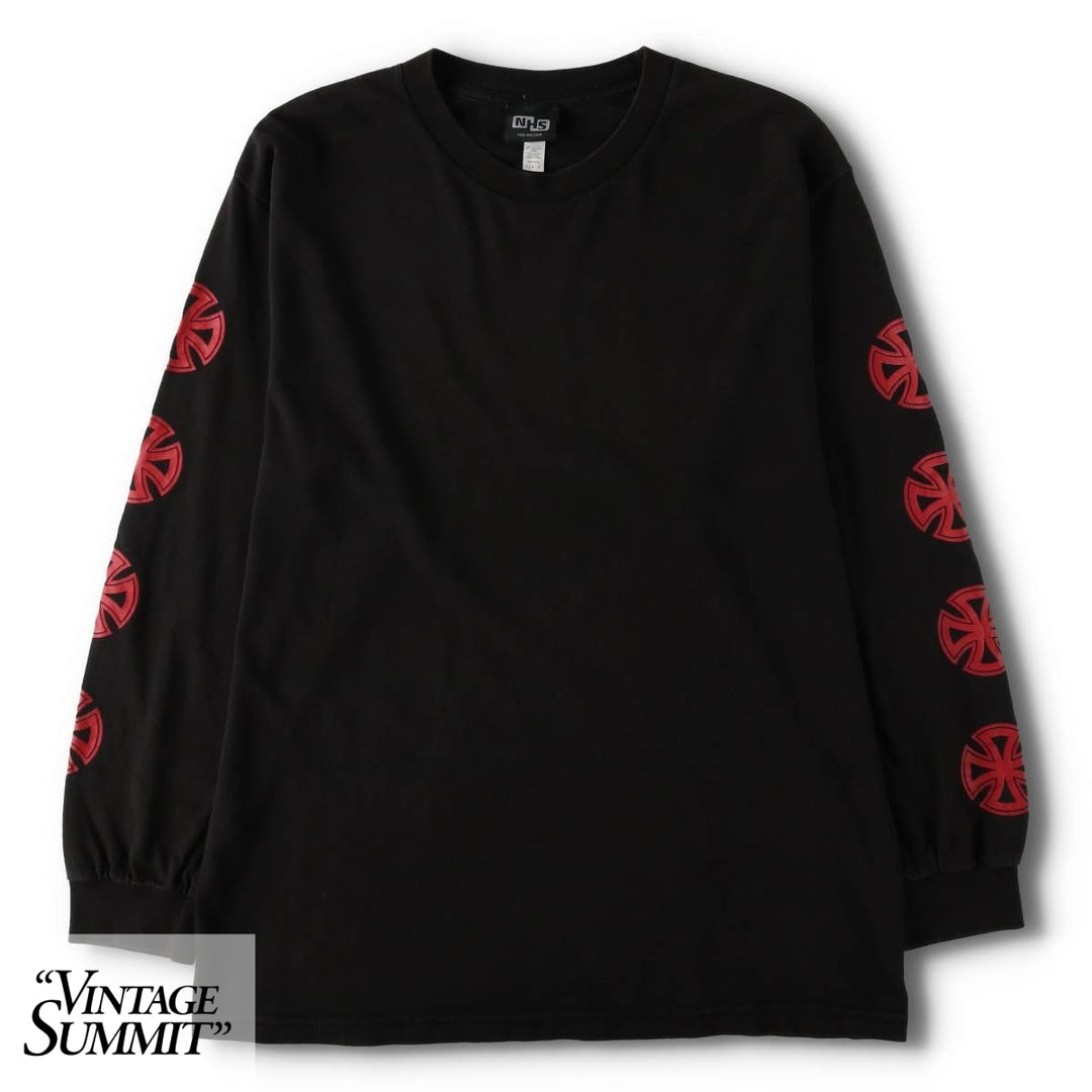 2000'S NHS Independent Surf Skate Back Print Long-Sleeve T-Shirt (Men's Size L) cotton black type Vintage Second Hand