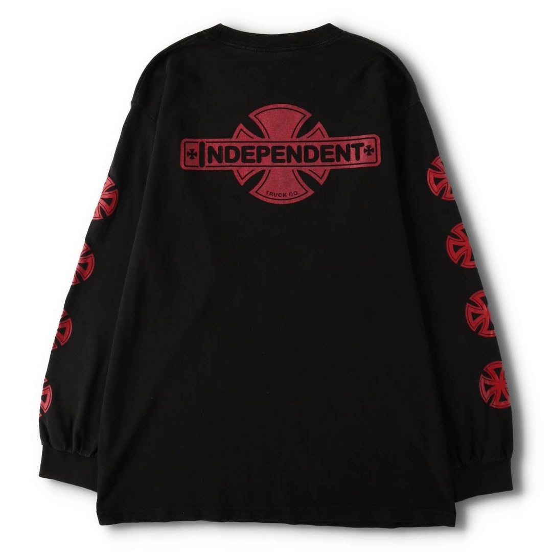 2000'S NHS Independent Surf Skate Back Print Long-Sleeve T-Shirt (Men's Size L) cotton black type Vintage Second Hand