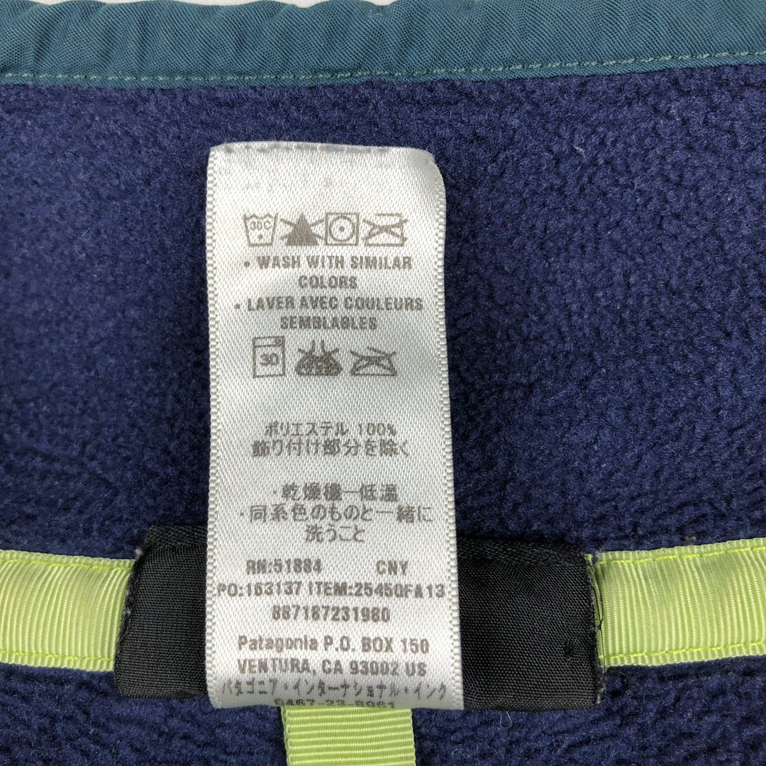 Patagonia SYNCHILLA Snap-T 25450FA13 Fleece Pullover (Men's Size M) polyester navy blue type Vintage Second Hand