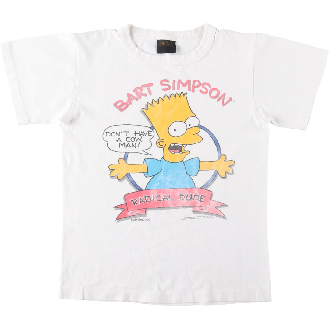 80'S Change's THE SIMPSONS Bart Simpsons Character Print T-Shirt, Women's Size S (Equivalent), Vintage unclear white type Vintage Second Hand