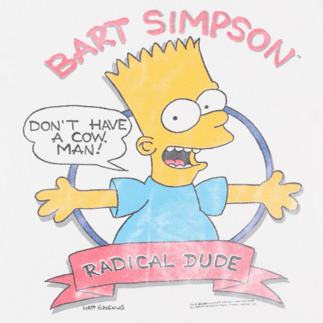 80'S Change's THE SIMPSONS Bart Simpsons Character Print T-Shirt, Women's Size S (Equivalent), Vintage unclear white type Vintage Second Hand