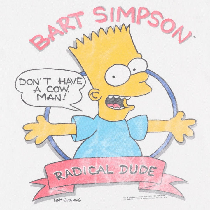 80'S Change's THE SIMPSONS Bart Simpsons Character Print T-Shirt, Women's Size S (Equivalent), Vintage unclear white type Vintage Second Hand