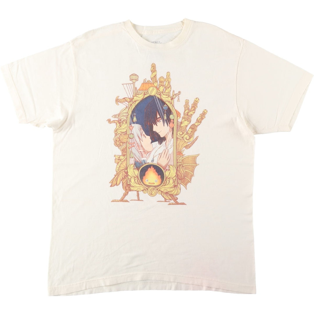 HOWL'S MOVING CASTLE Character Print T-Shirt (Men's XL equivalent) cotton unbleached Vintage Second Hand