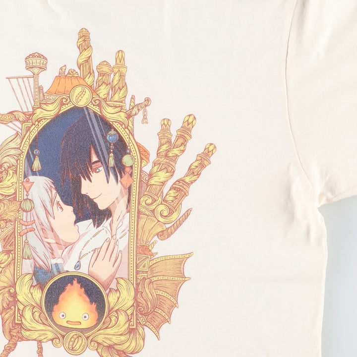 HOWL'S MOVING CASTLE Character Print T-Shirt (Men's XL equivalent) cotton unbleached Vintage Second Hand