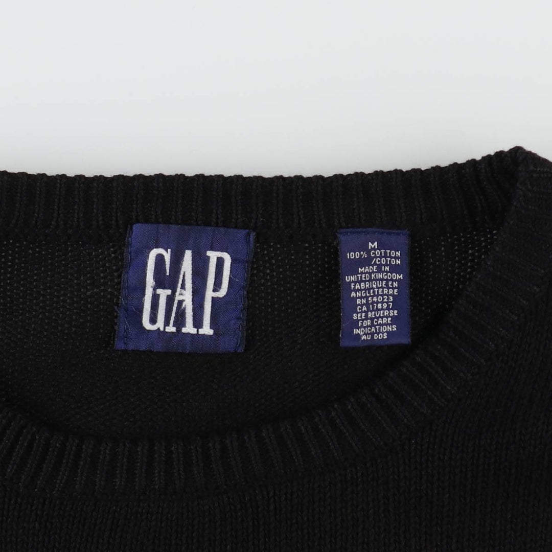 90'S GAP Old Gap Cotton Knit Sweater, Made in England, Men's Size M (approx.), Vintage cotton black type Vintage Second Hand