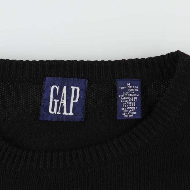 90'S GAP Old Gap Cotton Knit Sweater, Made in England, Men's Size M (approx.), Vintage cotton black type Vintage Second Hand
