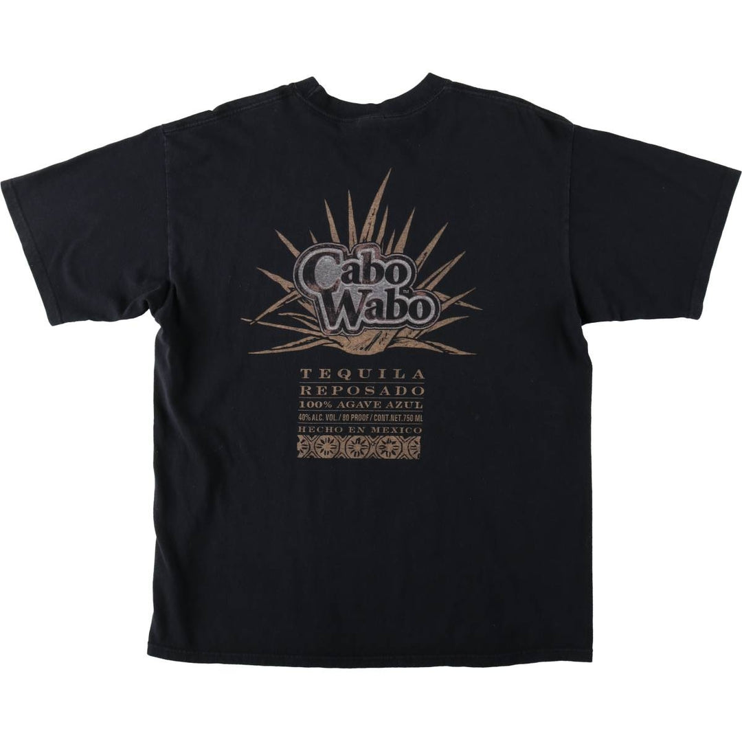 2000'S YAZBEK CABO WABO parody advertising T-shirt, men's size XL equivalent. cotton black type Vintage Second Hand