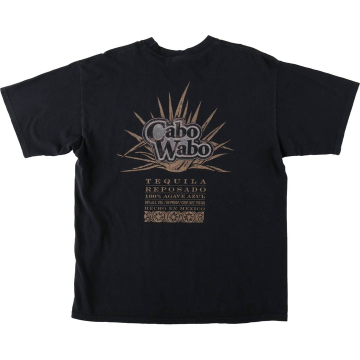 2000'S YAZBEK CABO WABO parody advertising T-shirt, men's size XL equivalent. cotton black type Vintage Second Hand