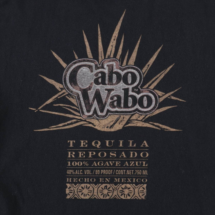 2000'S YAZBEK CABO WABO parody advertising T-shirt, men's size XL equivalent. cotton black type Vintage Second Hand
