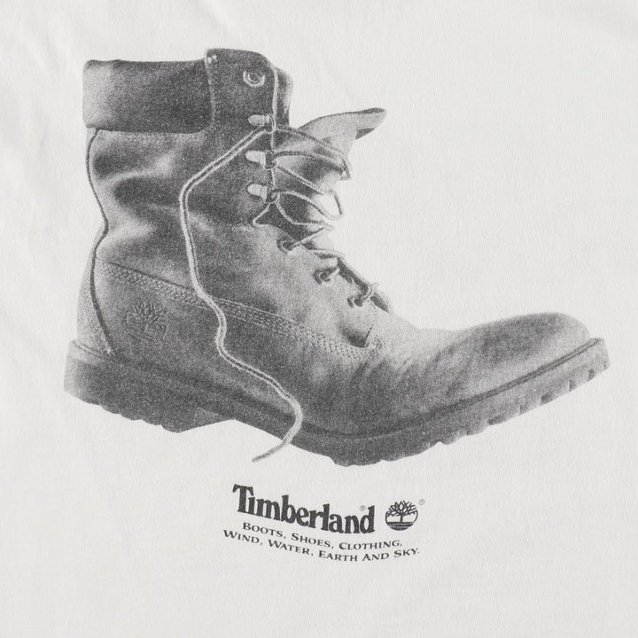 90'S Timberland Weathergear Short-Sleeve Printed T-Shirt, Made in USA, Men's Size L (Equivalent), Vintage cotton white type Vintage Second Hand