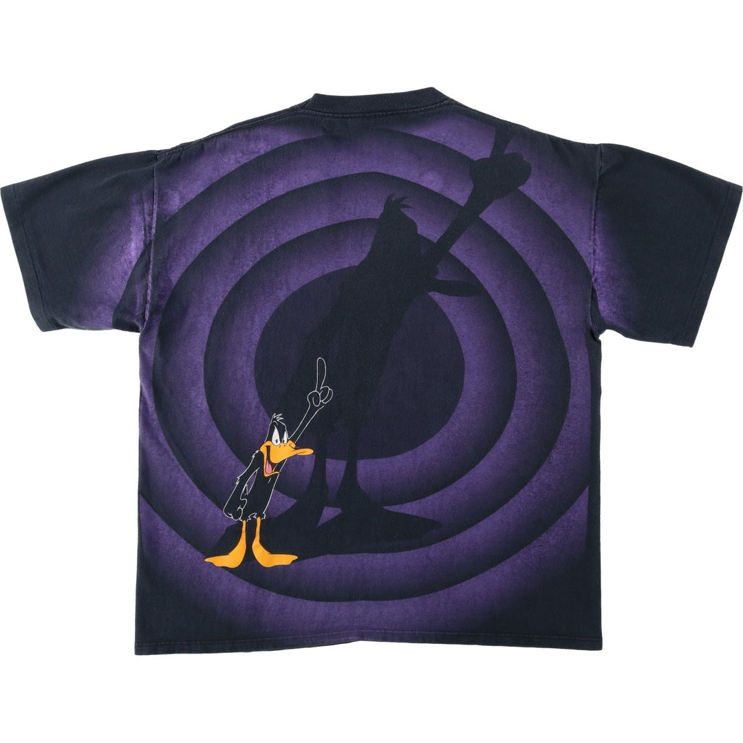 90'S Looney Tunes Daffy Duck Large Print Character T-Shirt, Men's Size L (Equivalent), Vintage unclear black type Vintage Second Hand