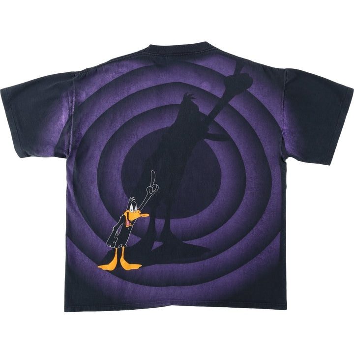 90'S Looney Tunes Daffy Duck Large Print Character T-Shirt, Men's Size L (Equivalent), Vintage unclear black type Vintage Second Hand