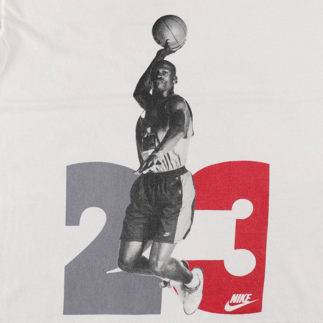 90'S Nike Silver Tag Michael Jordan Print T-Shirt, Made in USA, Men's Size L (approx.), Vintage cotton white type Vintage Second Hand