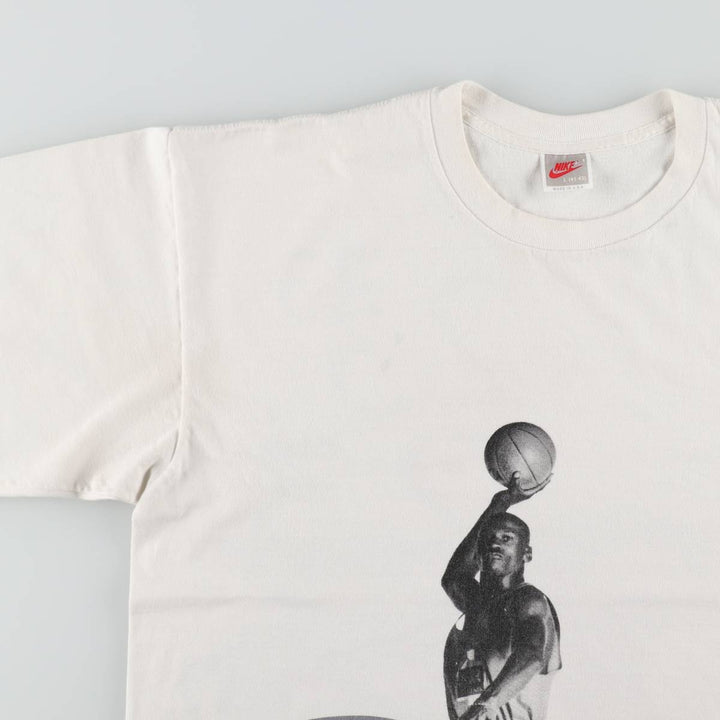 90'S Nike Silver Tag Michael Jordan Print T-Shirt, Made in USA, Men's Size L (approx.), Vintage cotton white type Vintage Second Hand