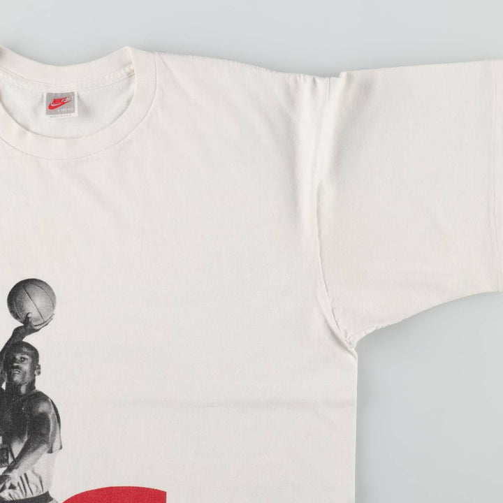 90'S Nike Silver Tag Michael Jordan Print T-Shirt, Made in USA, Men's Size L (approx.), Vintage cotton white type Vintage Second Hand