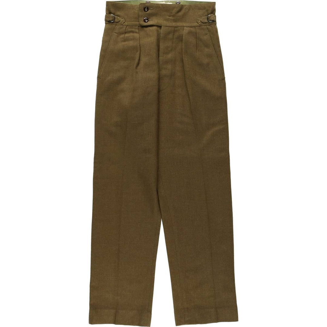 1960'S Australian Army Two-Pleat Military Wool Trousers, Size 7 (Men's W30 equivalent), Vintage unclear Khaki type Vintage Second Hand