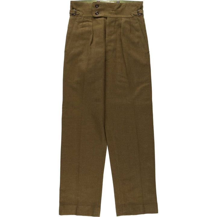 1960'S Australian Army Two-Pleat Military Wool Trousers, Size 7 (Men's W30 equivalent), Vintage unclear Khaki type Vintage Second Hand