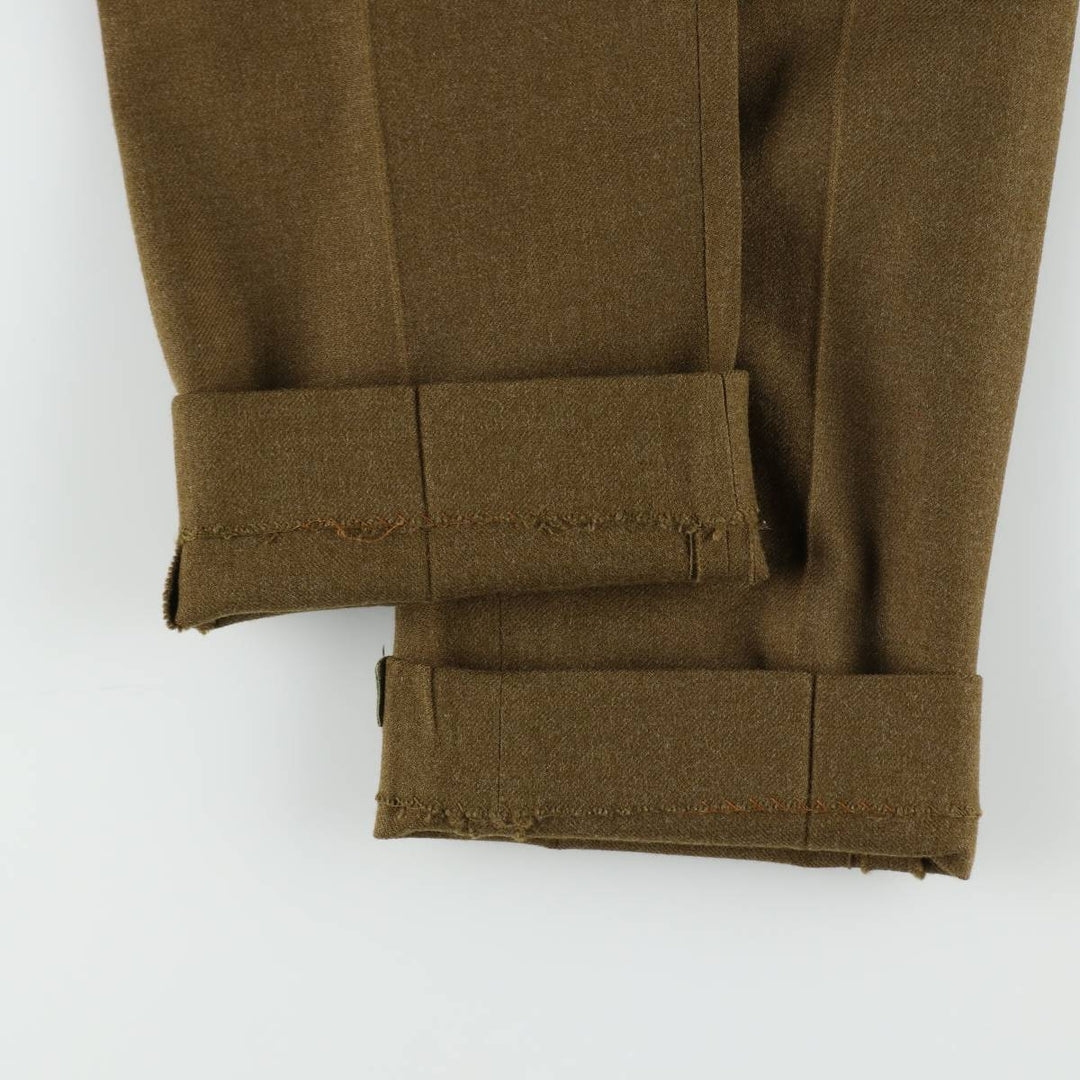 1960'S Australian Army Two-Pleat Military Wool Trousers, Size 7 (Men's W30 equivalent), Vintage unclear Khaki type Vintage Second Hand