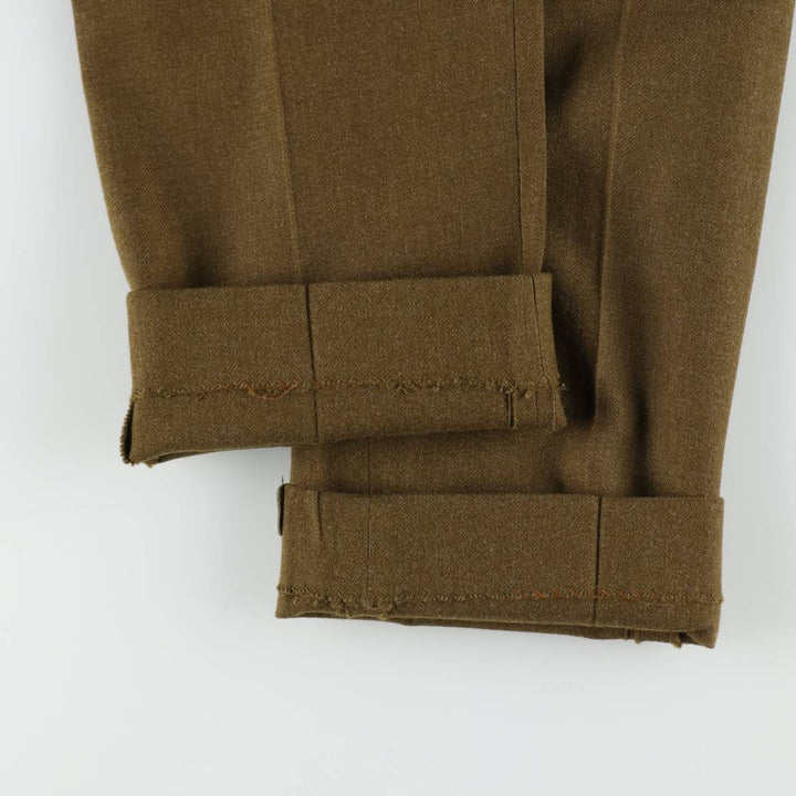 1960'S Australian Army Two-Pleat Military Wool Trousers, Size 7 (Men's W30 equivalent), Vintage unclear Khaki type Vintage Second Hand