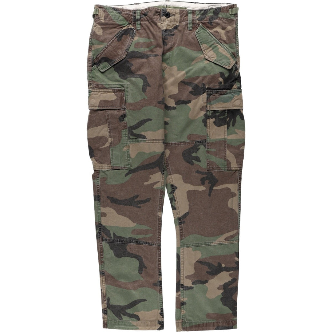 Civilian-made Ralph Lauren POLO RALPH LAUREN camouflage pattern woodland camo military cargo pants, men's size W34 (approx.) cotton Khaki type Vintage Second Hand