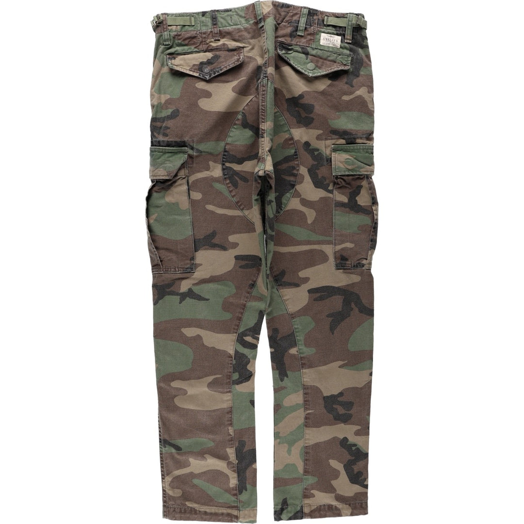 Civilian-made Ralph Lauren POLO RALPH LAUREN camouflage pattern woodland camo military cargo pants, men's size W34 (approx.) cotton Khaki type Vintage Second Hand