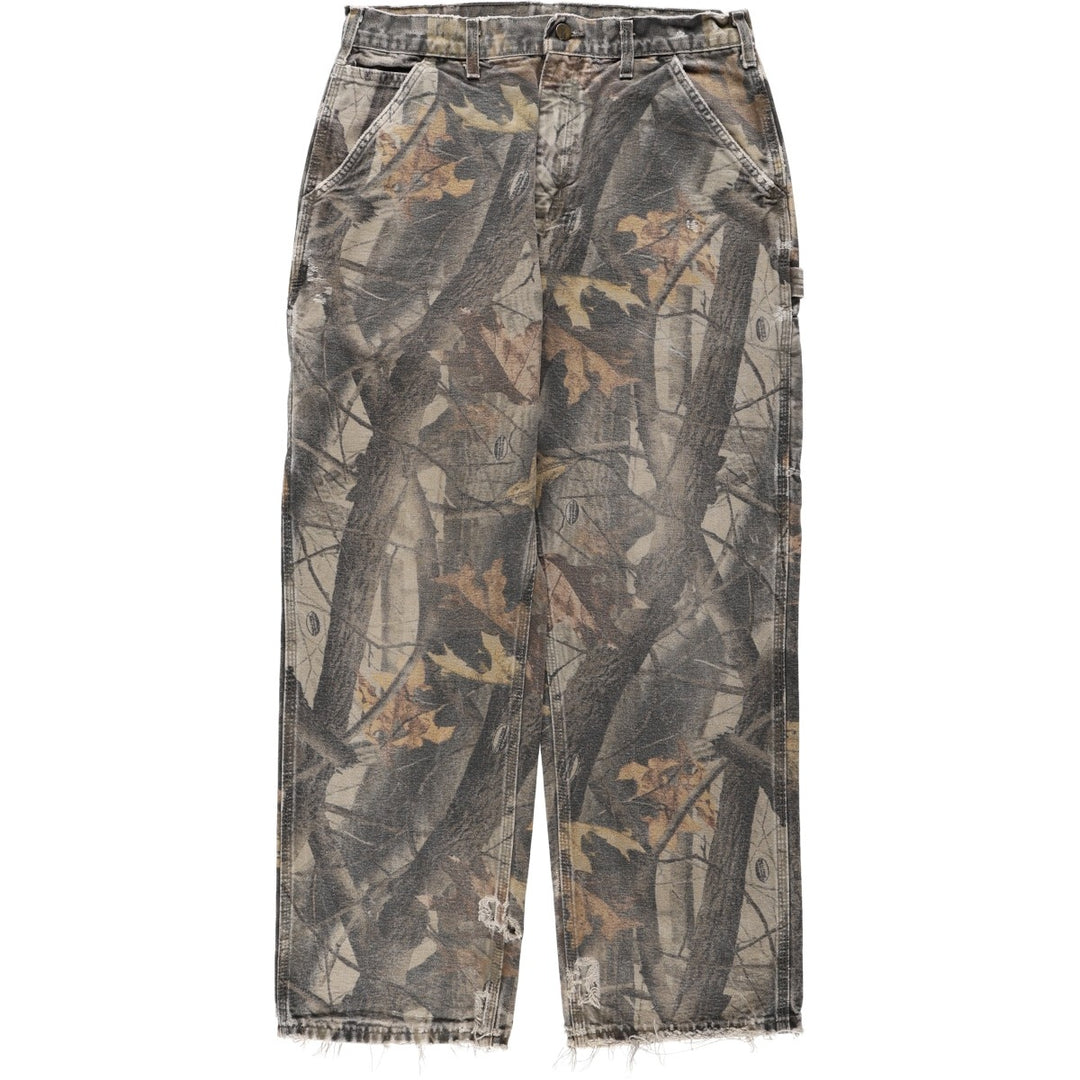 2000'S Carhartt Dungaree Fit Camouflage Pattern Realtree Camo Duck Painter Pants Men's W32 (approx.) cotton Khaki type brown Vintage Second Hand