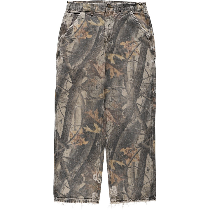 2000'S Carhartt Dungaree Fit Camouflage Pattern Realtree Camo Duck Painter Pants Men's W32 (approx.) cotton Khaki type brown Vintage Second Hand