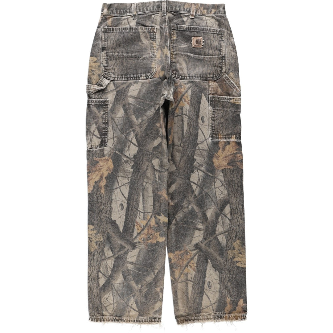 2000'S Carhartt Dungaree Fit Camouflage Pattern Realtree Camo Duck Painter Pants Men's W32 (approx.) cotton Khaki type brown Vintage Second Hand