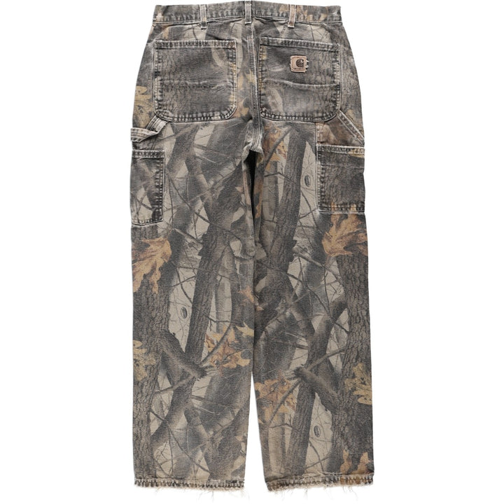 2000'S Carhartt Dungaree Fit Camouflage Pattern Realtree Camo Duck Painter Pants Men's W32 (approx.) cotton Khaki type brown Vintage Second Hand