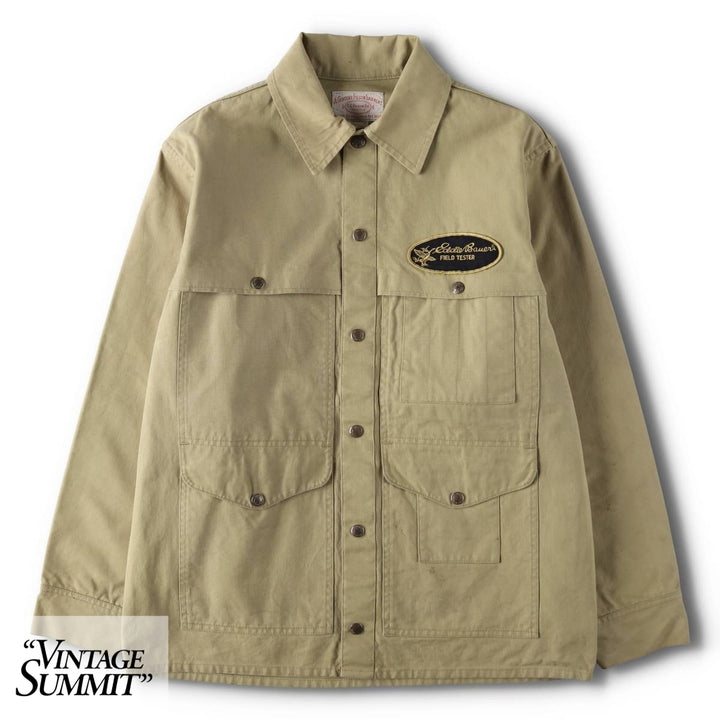 Vintage 1960s-1970'S Filson Eddie Bauer duck canvas hunting jacket, men's size M (approx.). cotton Khaki type beige Vintage Second Hand