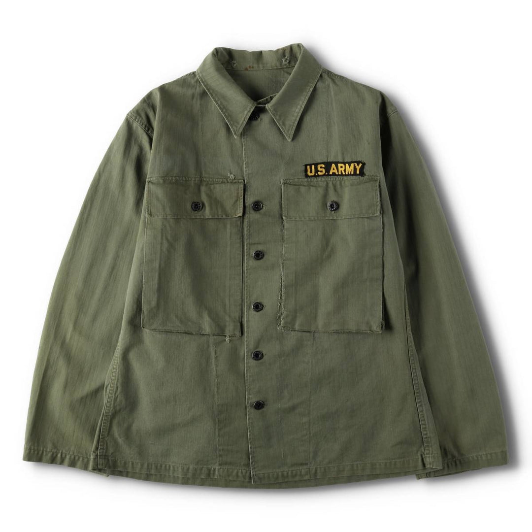 1940'S US Army M-43 Herringbone Military Utility Jacket, Made in USA, Men's Size L (Equivalent), Vintage unclear Khaki type Vintage Second Hand