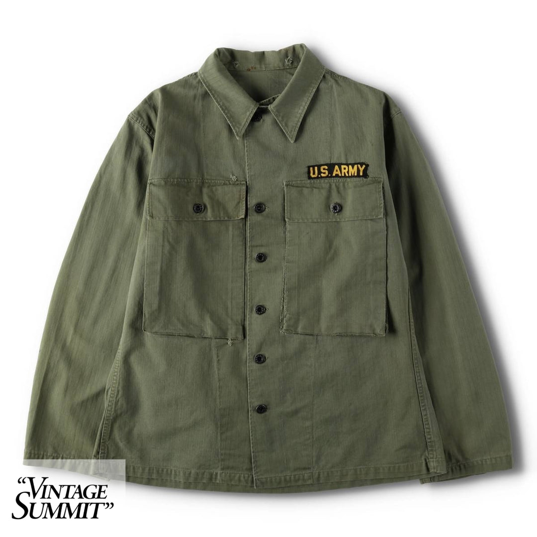 1940'S US Army M-43 Herringbone Military Utility Jacket, Made in USA, Men's Size L (Equivalent), Vintage unclear Khaki type Vintage Second Hand