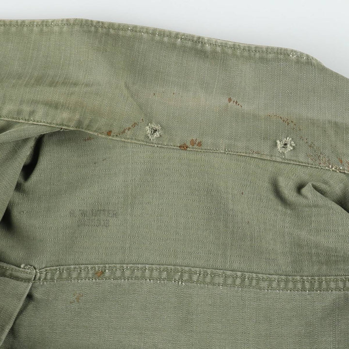 1940'S US Army M-43 Herringbone Military Utility Jacket, Made in USA, Men's Size L (Equivalent), Vintage unclear Khaki type Vintage Second Hand