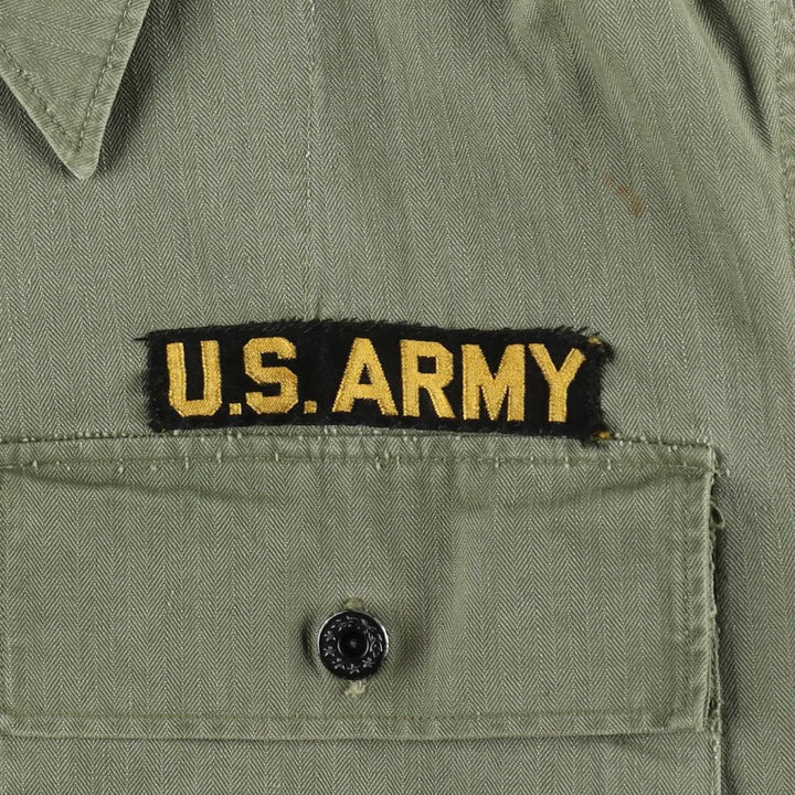 1940'S US Army M-43 Herringbone Military Utility Jacket, Made in USA, Men's Size L (Equivalent), Vintage unclear Khaki type Vintage Second Hand