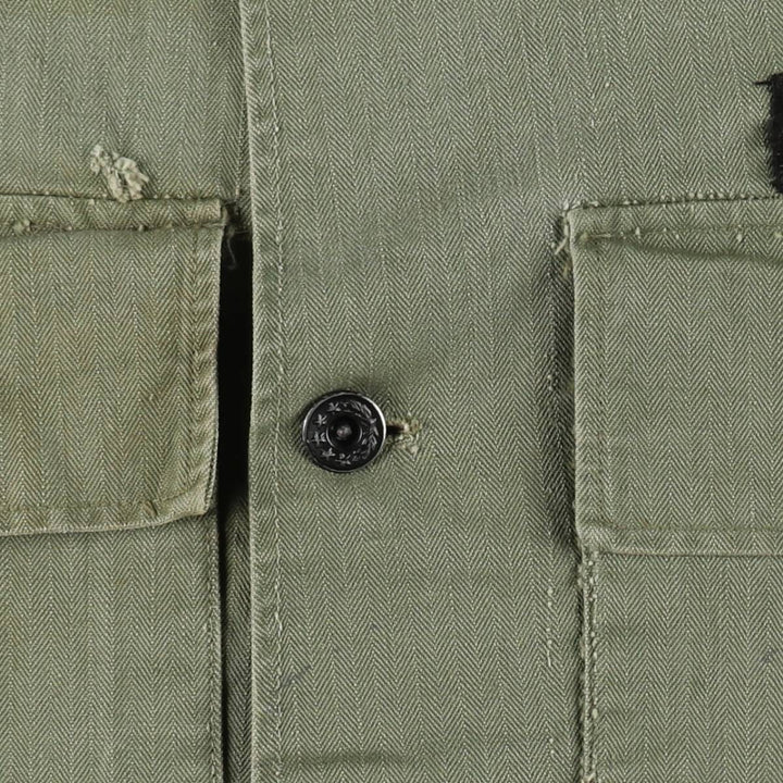 1940'S US Army M-43 Herringbone Military Utility Jacket, Made in USA, Men's Size L (Equivalent), Vintage unclear Khaki type Vintage Second Hand
