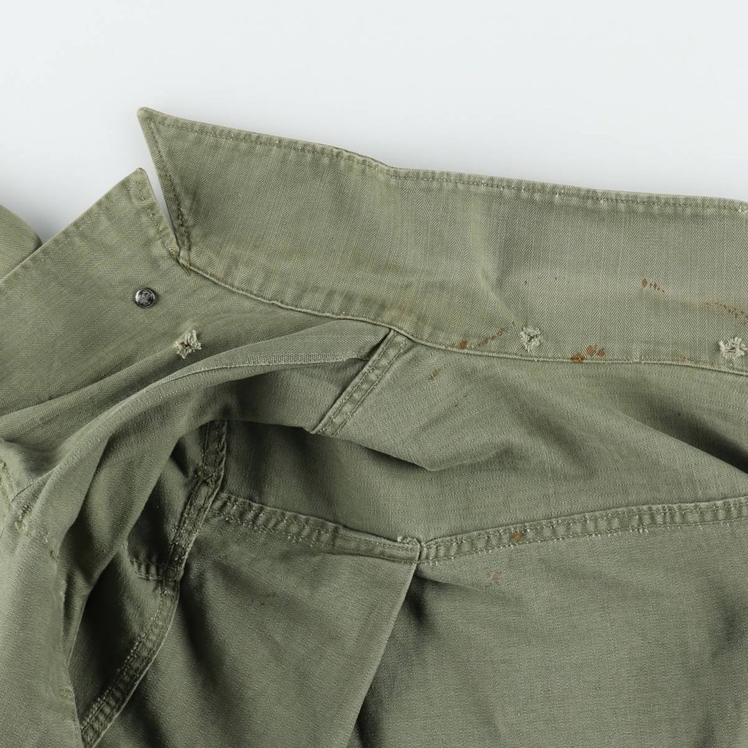 1940'S US Army M-43 Herringbone Military Utility Jacket, Made in USA, Men's Size L (Equivalent), Vintage unclear Khaki type Vintage Second Hand